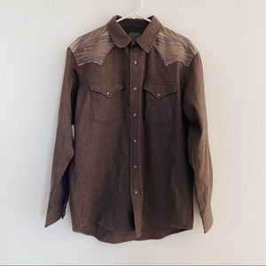 Pendleton Fitted Pieced Canyon Western Wool Snap Button Shirt M